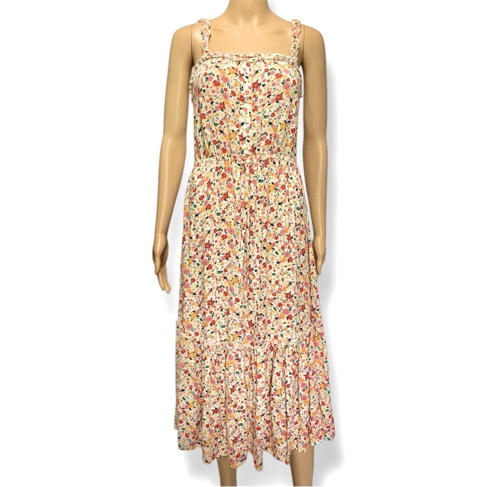 Indigo Rose Floral Tiered Summer Maxi Dress Women’s size S - Picture 2 of 12